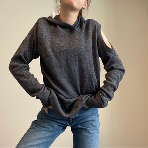 Wilt gray cold shoulder hoodie